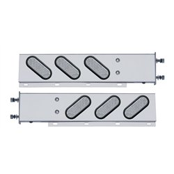 UP63807-3-3/4" Bolt Pattern SS Spring Loaded Bar With 6" Oval 19 LED Lights -Red LED/Clear Lens (Pair)