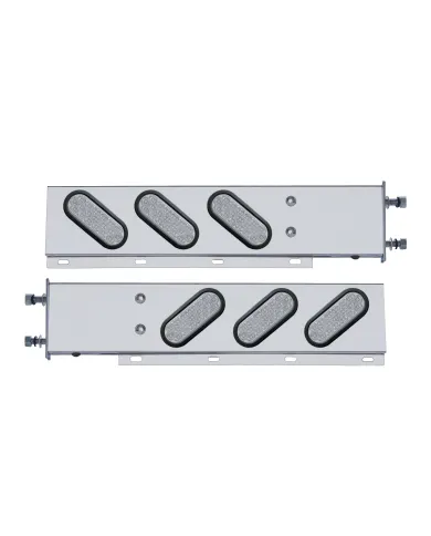 UP63807-3-3/4" Bolt Pattern SS Spring Loaded Bar With 6" Oval 19 LED Lights -Red LED/Clear Lens (Pair)