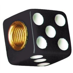 UP70007-Black Dice Valve Caps With White Dots (Set of 4)
