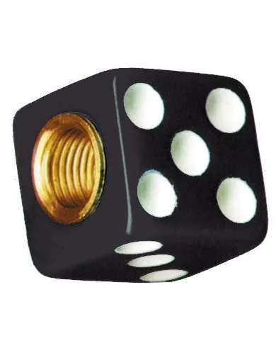 UP70007-Black Dice Valve Caps With White Dots (Set of 4)