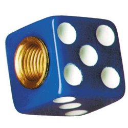 UP70008-Blue Dice Valve Caps With White Dots (Set of 4)