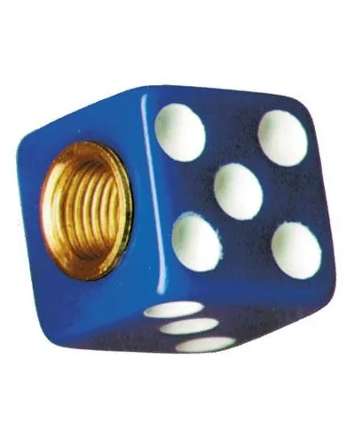 UP70008-Blue Dice Valve Caps With White Dots (Set of 4)