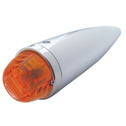 UP30549-Chrome Die Cast Torpedo Cab Light With Crystal Glass Lens & 1156 Bulb - Dark Amber