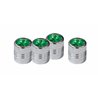 UP70056-Chrome Round Valve Caps With Green Crystal (4-Pack)