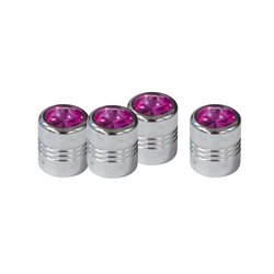 UP70057-Chrome Round Valve Caps With Purple Crystal (4-Pack)
