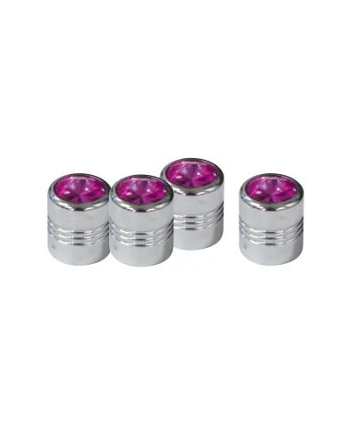UP70057-Chrome Round Valve Caps With Purple Crystal (4-Pack)