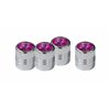 UP70057-Chrome Round Valve Caps With Purple Crystal (4-Pack)
