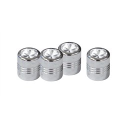 UP70058-Chrome Round Valve Caps With Clear Crystal (4-Pack)