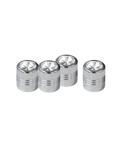 UP70058-Chrome Round Valve Caps With Clear Crystal (4-Pack)