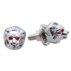 UP70065-Chrome Lion Head License Plate Fastener (2-Pack)