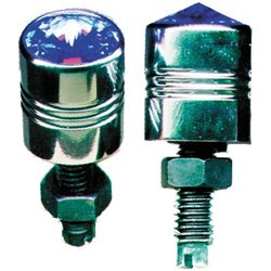 UP70079-Chrome Aluminum License Plate Fastener With Blue Crystal (2-Pack)