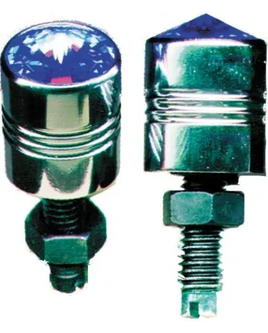 UP70079-Chrome Aluminum License Plate Fastener With Blue Crystal (2-Pack)