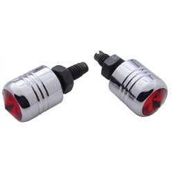 UP70083-Chrome Aluminum License Plate Fastener With Red Crystal (2-Pack)