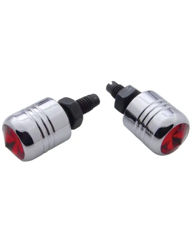 UP70083-Chrome Aluminum License Plate Fastener With Red Crystal (2-Pack)
