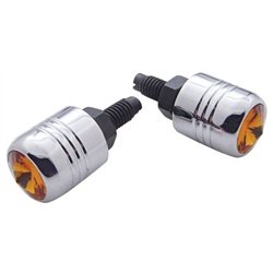 UP70085-Chrome Aluminum License Plate Fastener With Amber Crystal (2-Pack)