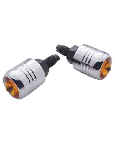UP70085-Chrome Aluminum License Plate Fastener With Amber Crystal (2-Pack)