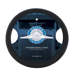 UP70118-18" Crystal Stitched Leather Steering Wheel Cover - Black Stitching