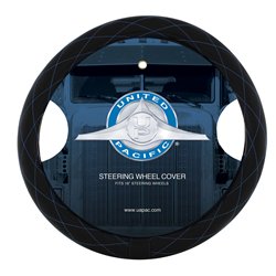 UP70119-18" Crystal Stitched Leather Steering Wheel Cover - Blue Stitching