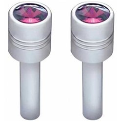 UP70213-Chrome Door Lock Knob With 9/16" Purple Crystal (2-Pack)