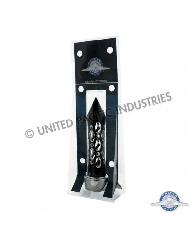 UP70587-Thread-On Daytona Style Spike Gearshift Knob With 13/15/18 Speed Adapter - Black/Vertical