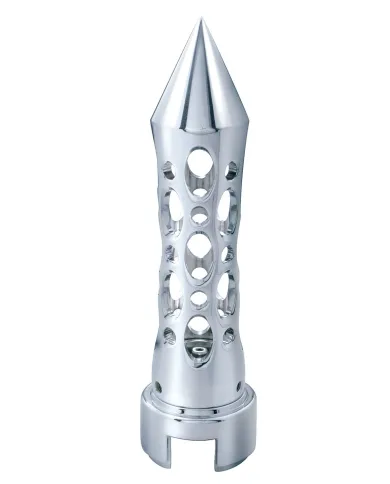 UP70609-M30X3.5 Thread-On Daytona Style Spike Gearshift Knob With 13/15/18 Speed Adapter - Chrome/Vertical