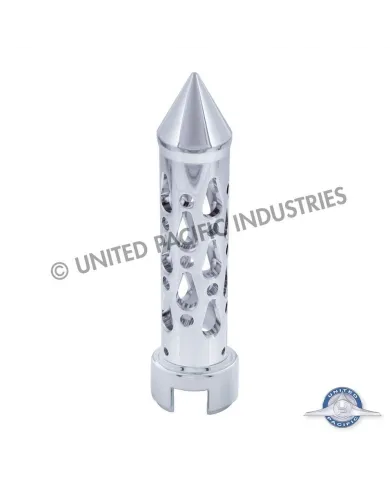 UP70649-Brooklyn Style Spike Gearshift Knob With 13/15/18 Speed Adapter - Chrome/Vertical