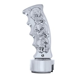 UP70655-Thread-On Skulls Pistol Grip Gearshift Knob With 13/15/18 Speed Adapter - Chrome