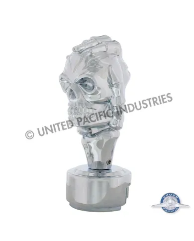 UP70709-Thread-On Skull Gearshift Knob With 13/15/18 Speed Adapter - Chrome