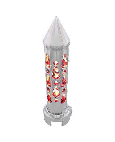 UP70721-Brooklyn Style Spike Gearshift Knob With LED 13/15/18 Speed Adapter - Chrome/Red LED