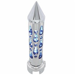 UP70722-Brooklyn Style Spike Gearshift Knob With LED 13/15/18 Speed Adapter - Chrome/Blue LED