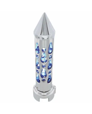 UP70722-Brooklyn Style Spike Gearshift Knob With LED 13/15/18 Speed Adapter - Chrome/Blue LED