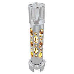 UP70724-Austin Style Gun Cylinder Gearshift Knob With LED 13/15/18 Speed Adapter - Chrome/Amber LED
