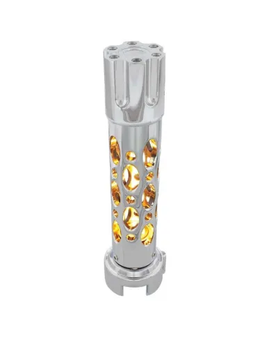UP70724-Austin Style Gun Cylinder Gearshift Knob With LED 13/15/18 Speed Adapter - Chrome/Amber LED