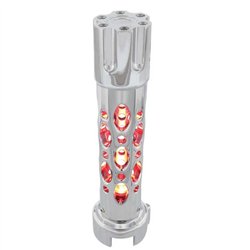 UP70725-Austin Style Gun Cylinder Gearshift Knob With LED 13/15/18 Speed Adapter - Chrome/Red LED