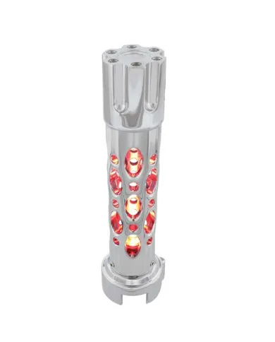 UP70725-Austin Style Gun Cylinder Gearshift Knob With LED 13/15/18 Speed Adapter - Chrome/Red LED