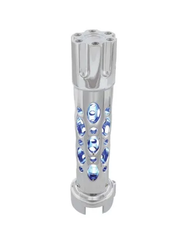 UP70726-Austin Style Gun Cylinder Gearshift Knob With LED 13/15/18 Speed Adapter - Chrome/Blue LED