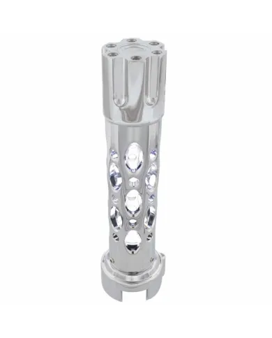 UP70727-Austin Style Gun Cylinder Gearshift Knob With LED 13/15/18 Speed Adapter - Chrome/White LED