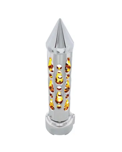 UP70736-Brooklyn Style Spike Gearshift Knob With LED 9/10 Speed Adapter - Chrome/Amber LED