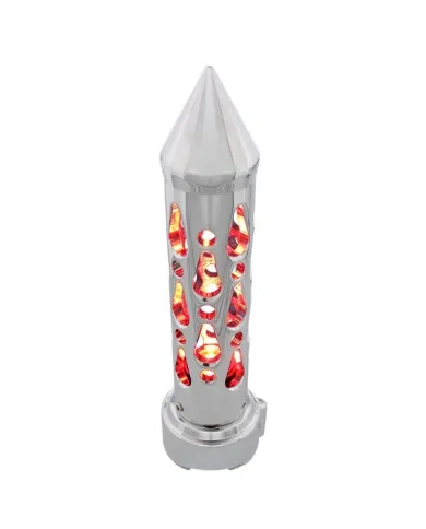 UP70737-Brooklyn Style Spike Gearshift Knob With LED 9/10 Speed Adapter - Chrome/Red LED
