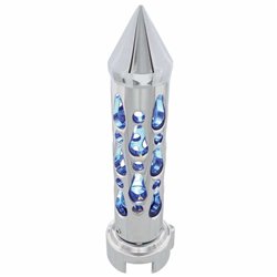 UP70738-Brooklyn Style Spike Gearshift Knob With LED 9/10 Speed Adapter - Chrome/Blue LED