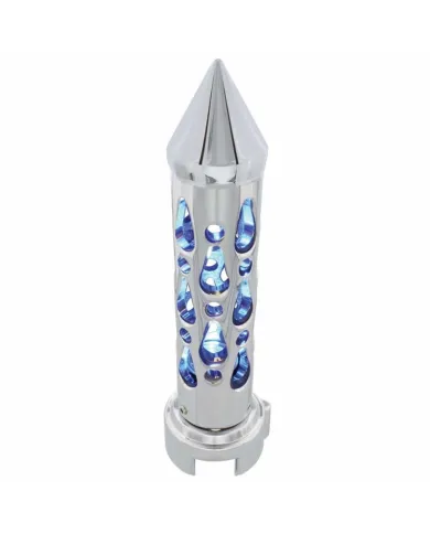 UP70738-Brooklyn Style Spike Gearshift Knob With LED 9/10 Speed Adapter - Chrome/Blue LED