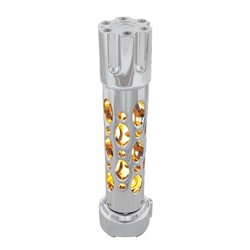 UP70740-Austin Style Gun Cylinder Gearshift Knob With LED 9/10 Speed Adapter - Chrome/Amber LED