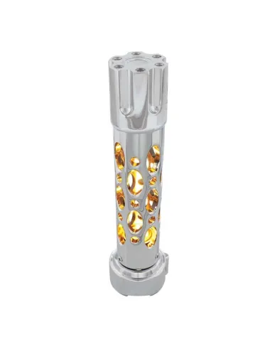 UP70740-Austin Style Gun Cylinder Gearshift Knob With LED 9/10 Speed Adapter - Chrome/Amber LED