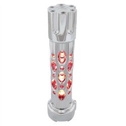 UP70741-Austin Style Gun Cylinder Gearshift Knob With LED 9/10 Speed Adapter - Chrome/Red LED