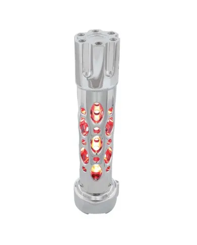 UP70741-Austin Style Gun Cylinder Gearshift Knob With LED 9/10 Speed Adapter - Chrome/Red LED