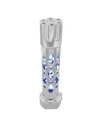 UP70742-Austin Style Gun Cylinder Gearshift Knob With LED 9/10 Speed Adapter - Chrome/Blue LED