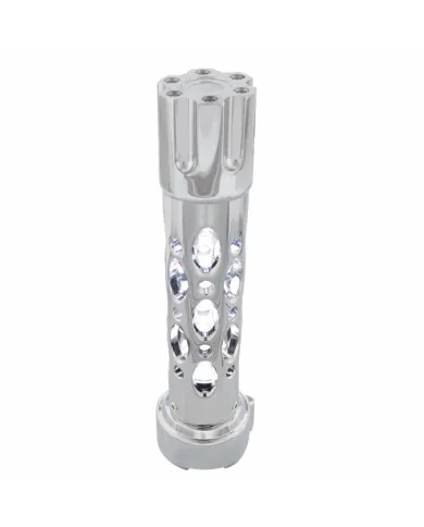 UP70743-Austin Style Gun Cylinder Gearshift Knob With LED 9/10 Speed Adapter - Chrome/White LED