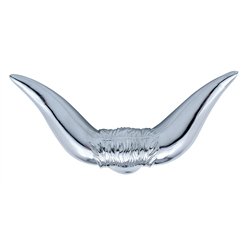 UP72005-Die-Cast Bull Horn Hood Ornament - Chrome