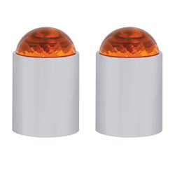 UP86071-Dome Lens Bumper Guide Top With Chrome Base - Amber (2-Pack)