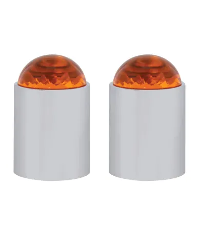 UP86071-Dome Lens Bumper Guide Top With Chrome Base - Amber (2-Pack)
